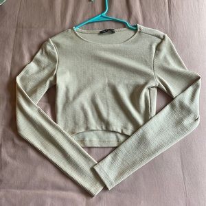 Zara Ribbed Long Sleeve Crop Top